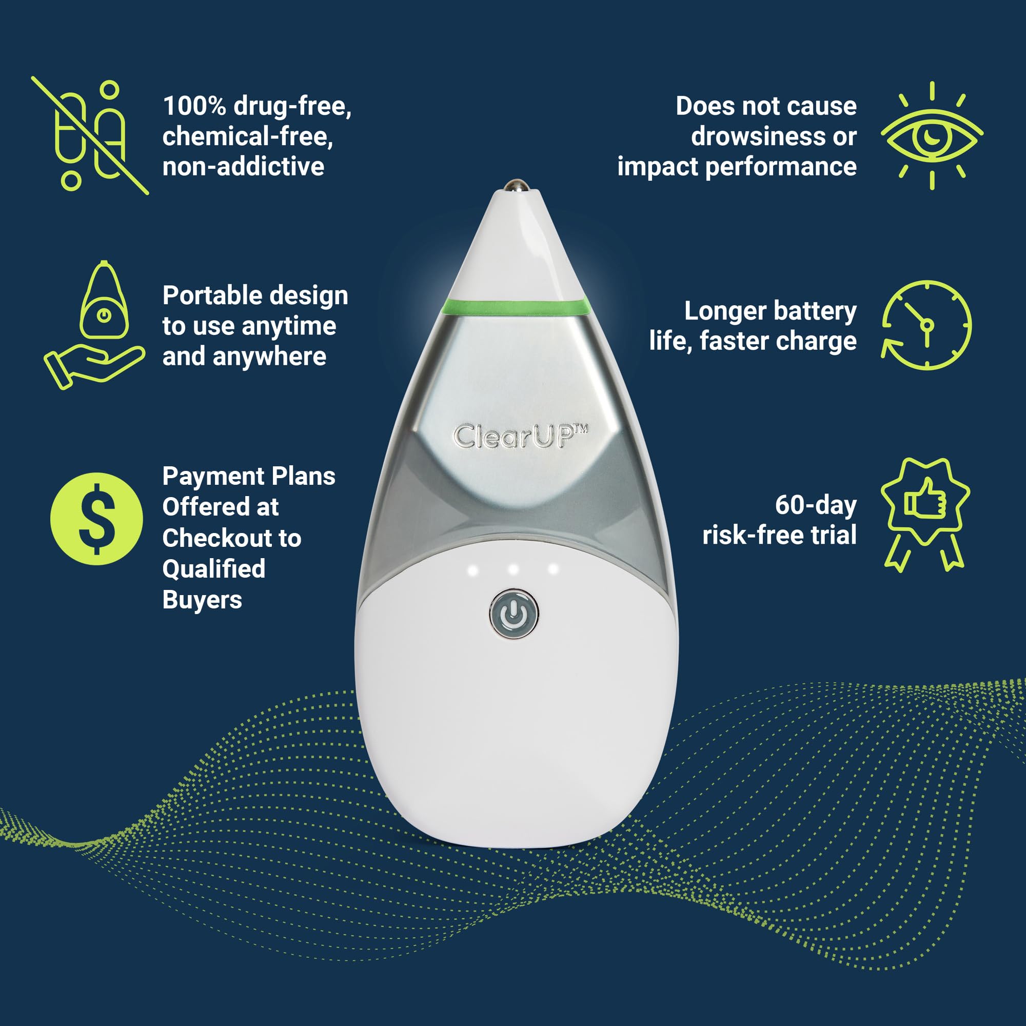 Tivic Health ClearUP® - Sinus Headache + Decongestant Treatment - Temporary Relief of Sinus Pain & Congestion from Allergy Cold & Flu - Drug & Chemical Free Device, FSA HSA Eligible