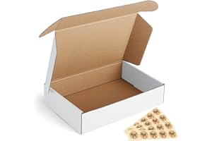 Eupako 9x6x2 Shipping Boxes Small Corrugated Cardboard Box - 25 Pack White Mailing Boxes for Packaging Small Business, Mailer Box