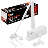 PrimeWare DC-300 Adjustable Automatic Door Closers for Home | Soft Close, No Slam | Residential and Commercial Door Closer | Level 3 | for Doors Weighing 90-140 lbs | Hydraulic Door Spring - White