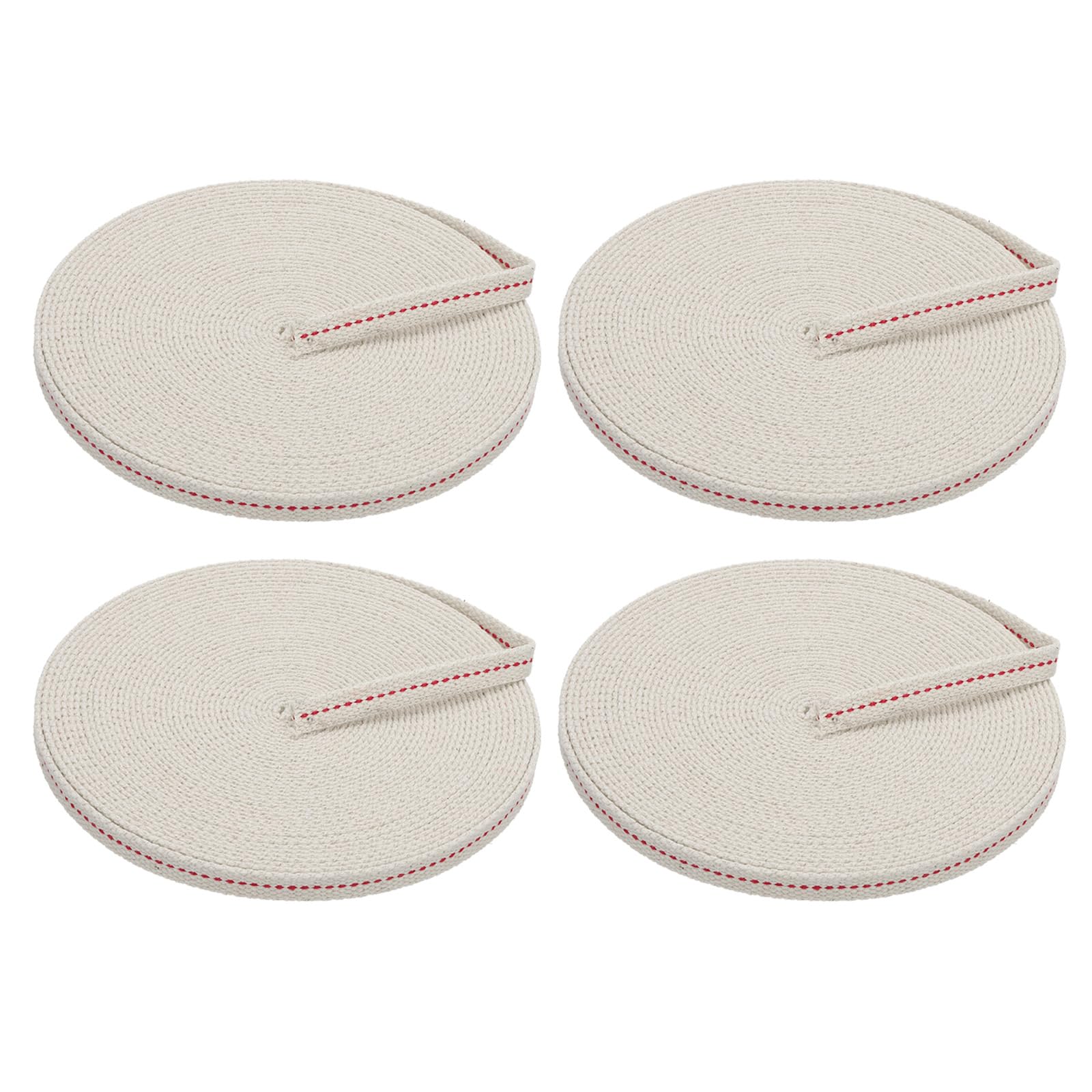 PATIKIL 3/8" Wide 33 Feet 100% Cotton Flat Wick, 4 Rolls Oil Lamp Wicks with Red Stitch for Kerosene Lamp Lantern Oil Burner
