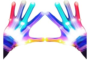 GLEDLOVES LED Finger Light Gloves for Kids - 5 Colors/6 Modes - Gifts for 3-8 Year Old Boys Girls, Halloween Christmas Party 