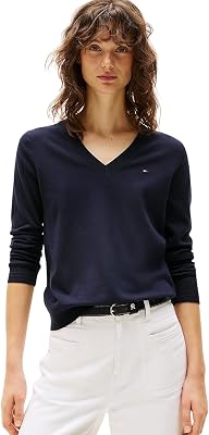 Damen Pullover Co Jersey Stitch Sweater V-Ausschnitt, Blau (Desert Sky), XXS