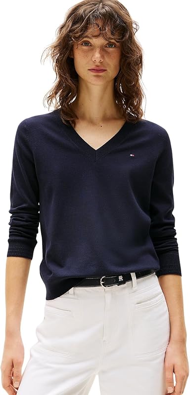 Damen Pullover Co Jersey Stitch Sweater V-Ausschnitt, Blau (Desert Sky), XXS — Foto 1 von 5