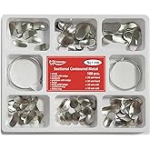 100 Pieces Stainless Steel Sectional Contoured Metal Dental Matrices Kit with Ledges, 0.035mm Thickness, Assorted Sizes Soft Metal Bands for Molar and Premolar Restorations - Dental Matrix System Kit