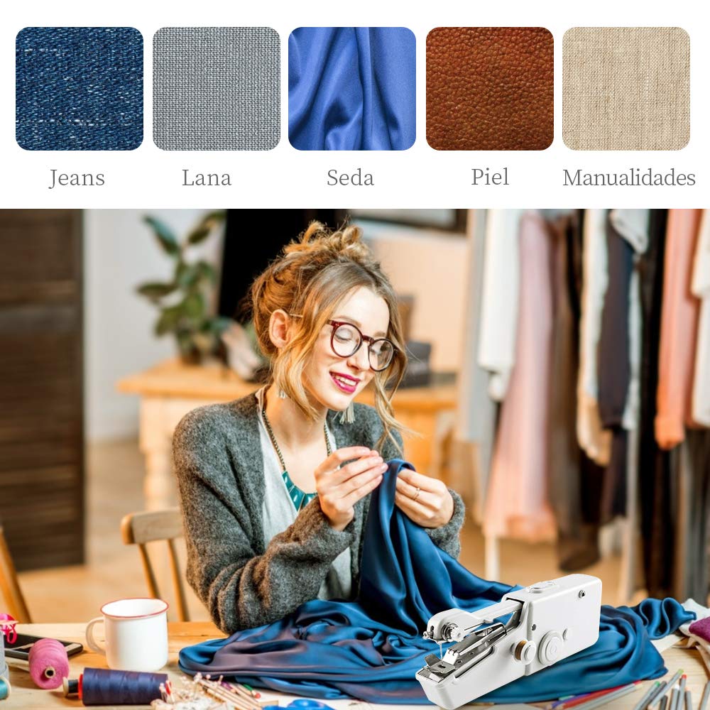 Handheld Sewing Machine Mini Portable Electric Stitching Machine Fabric Clothing Cordless Craft Sewing Machine for Home Travel