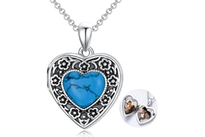 AOBOCO Heart Locket Necklace That Holds Pictures Sterling Silver Flower Lockets Jewelry for Women - Always in My Heart