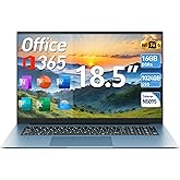 Naclud 18.5 Inch Laptops with 16GB RAM 1024GB SSD Ordinateur Portable, 1 Year Office 365, Celeron Quad-Core, Windows 11 Pro, 