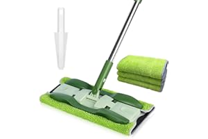 Almcmy Microfiber Floor Mop, Professional Microfiber Mop with 4 Washable Microfiber Mops Refills and 1 Scraper, Wet and Dry D