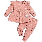 PaPaai Sara Baby Girls Clothes Toddler Girl Outfits Fall Infant WInter Ribbed Pants Set for 6 9 12 18 24 Months 2t 3t Girls