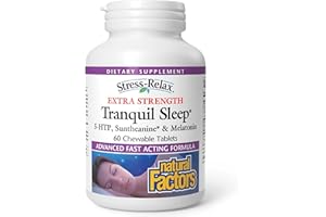 Natural Factors - Stress Relax Extra Strength (L-theanine 200mg - 5 HTP 15mg - Melatonine 6mg) 60 Chewable Tablets Tropical F