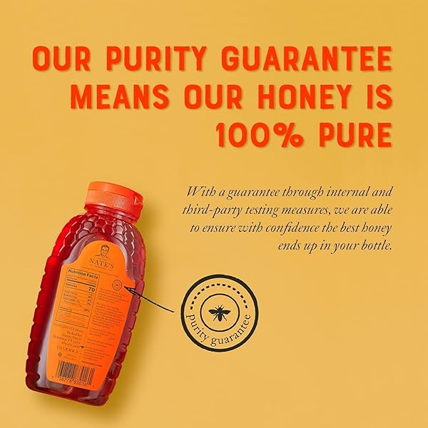 NATE’S 100% PURE, RAW & UNFILTERED HONEY – AWARD-WINNING TASTE, 32OZ. SQUEEZE BOTTLE
