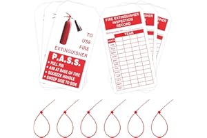 Bolexo Fire Extinguisher Tags with Adjustable Wire Ties, 50 Sets, 4.2 x 2.1 Inch