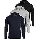 Real Essentials 3 Pack: Men's Mesh Long Sleeve Athletic Pullover Hoodie Sweatshirt Pockets UPF 50+ (Available in Big & Tall)