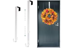 Kederwa Adjustable Wreath Hanger White, Extends from 15.5" to 25.5", Front Door Wreath Hanger for Autumn Halloween Christmas Wreath Decorations