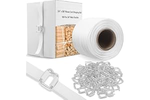 Ribbonlic 3/4" x 500' Woven Cord Strapping Kit, Woven Cord Banding Packaging Strapping Roll and 100 Pack Metal Wire Buckles, 2400 Lbs Break Strength