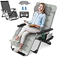 ZENPETIO Oversized Zero Gravity Chair, 33In XXL Zero Gravity Recliner Lounge Chair, Anti Gravity Chair for Indoor and Outdoor, Reclining Camping Chair for Lawn and Patio w/Cushion and Footrest, 500LBS