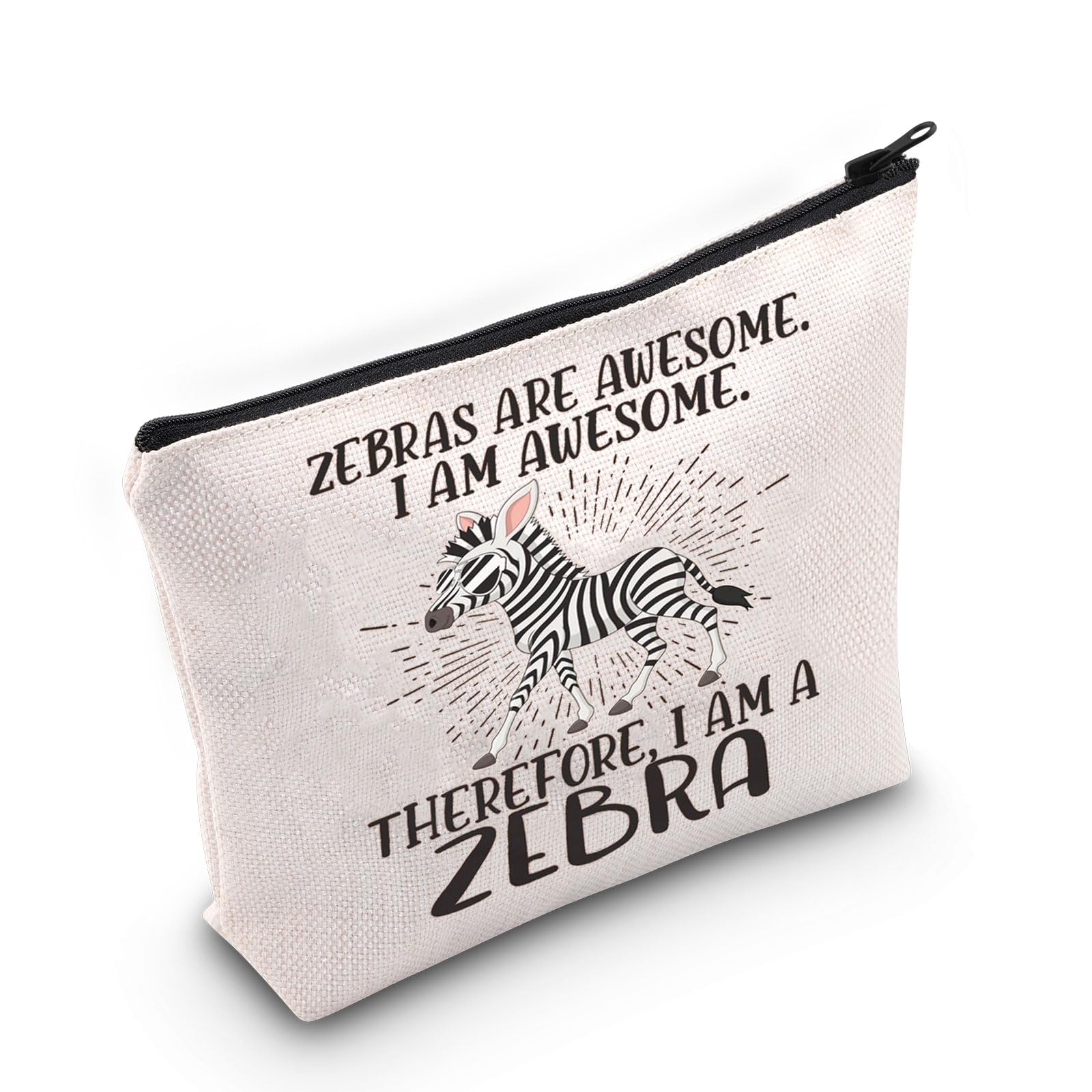 LEVLO Zebra Cosmetic Makeup Bag - Zebra Lover Gift - Zebras Are Awesome - Cosmetic Zipper Pouch Bag - Travel Accessory