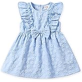 PATPAT Toddler Baby Girls Summer Dresses Spring Clothes Flower Sundress Ruffle Sleeve Bowknot 3-24 Months