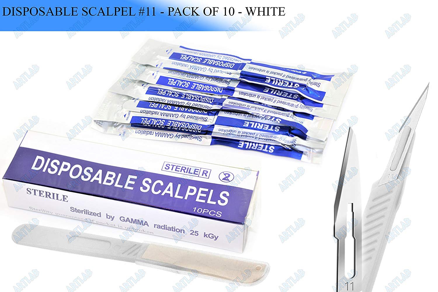 10 pcs LOT STERILE DISPOSABLE SCALPELS 11 STUDENT USE SINGLE USE