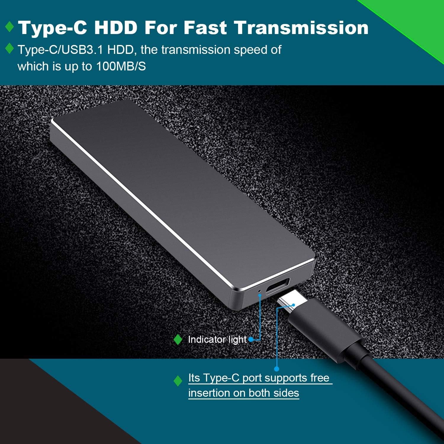 Genericca External Hard Drive 2TB, Portable Hard Drive External for PC Laptop and Mac (2TB, Rose Gold-A) - Image 3