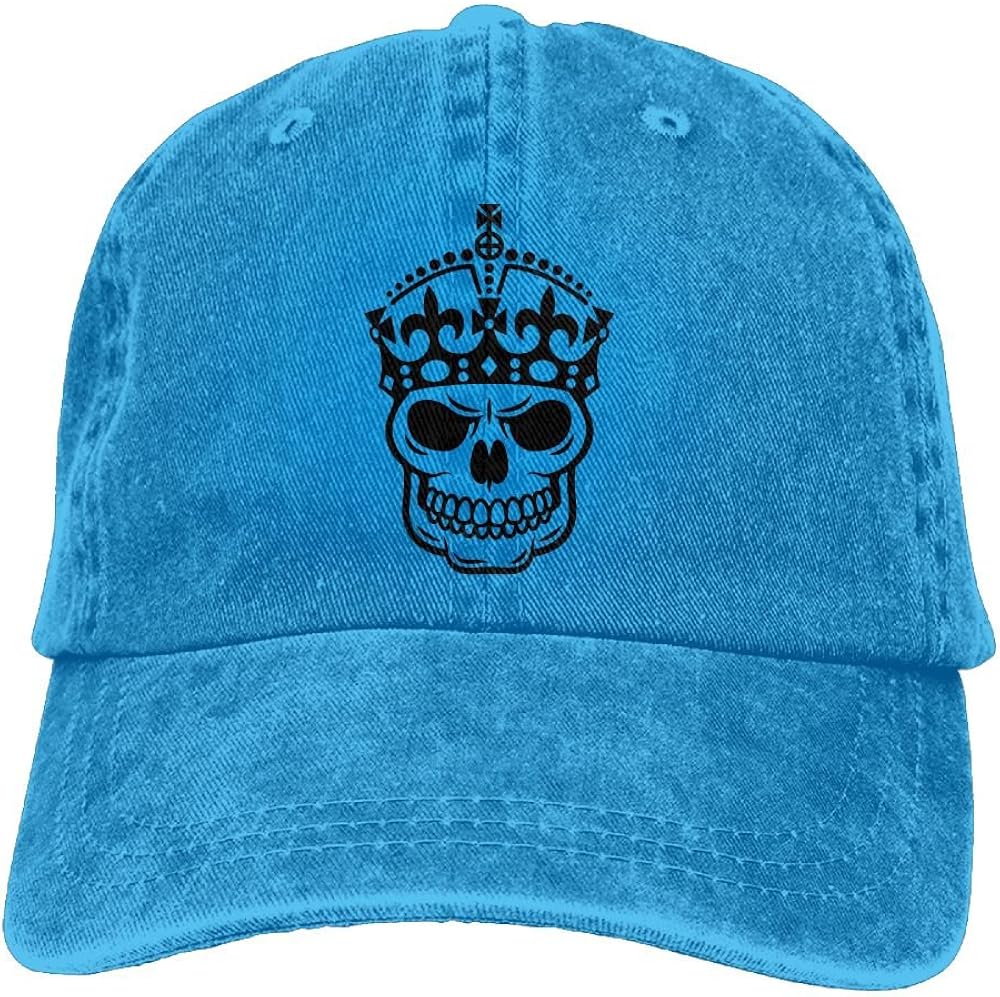 Amidifgy Keep Calm Skull Crown Printing Adjustable Baseball Cap Hats for Men Women Adult at