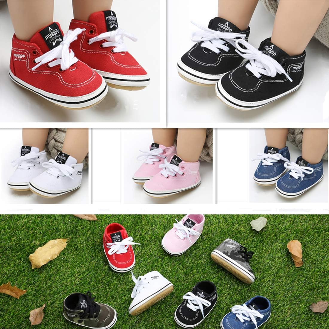  | RVROVIC Baby Boys Girls Shoes Canvas Toddler Sneakers Anti-Slip Infant First Walkers 0-18 Months | Sneakers