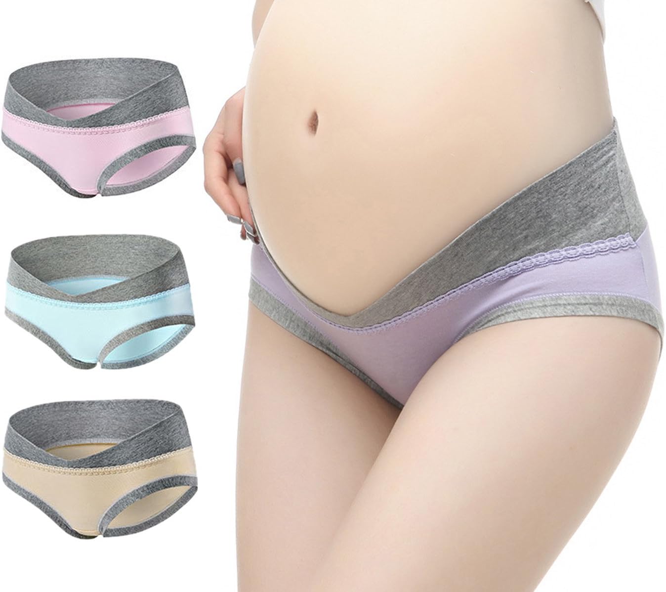 FEOYA 4 Pack Maternity Underwear Pregnancy Women Cotton Knickers Under The Bump Panties
