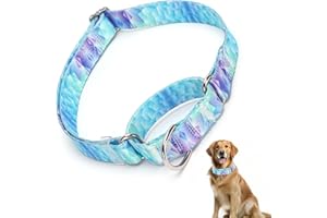 HIDAKEAI Martingale Collar for Medium Dogs, Boy Dog Collar with Blue Diamond Shape Design, Heavy Duty No Pull Dog Collar Dog Training Collar, Perfect for Training, Walking, Hunting (M)