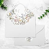 Whaline 50Pcs Wildflower Envelopes 4.3 x 6.3 Inch Watercolor Floral Invitation Envelope with Sticker V-Flap Greeting Card Holders Gift Card Sleeves for Spring Wedding Bridal Shower