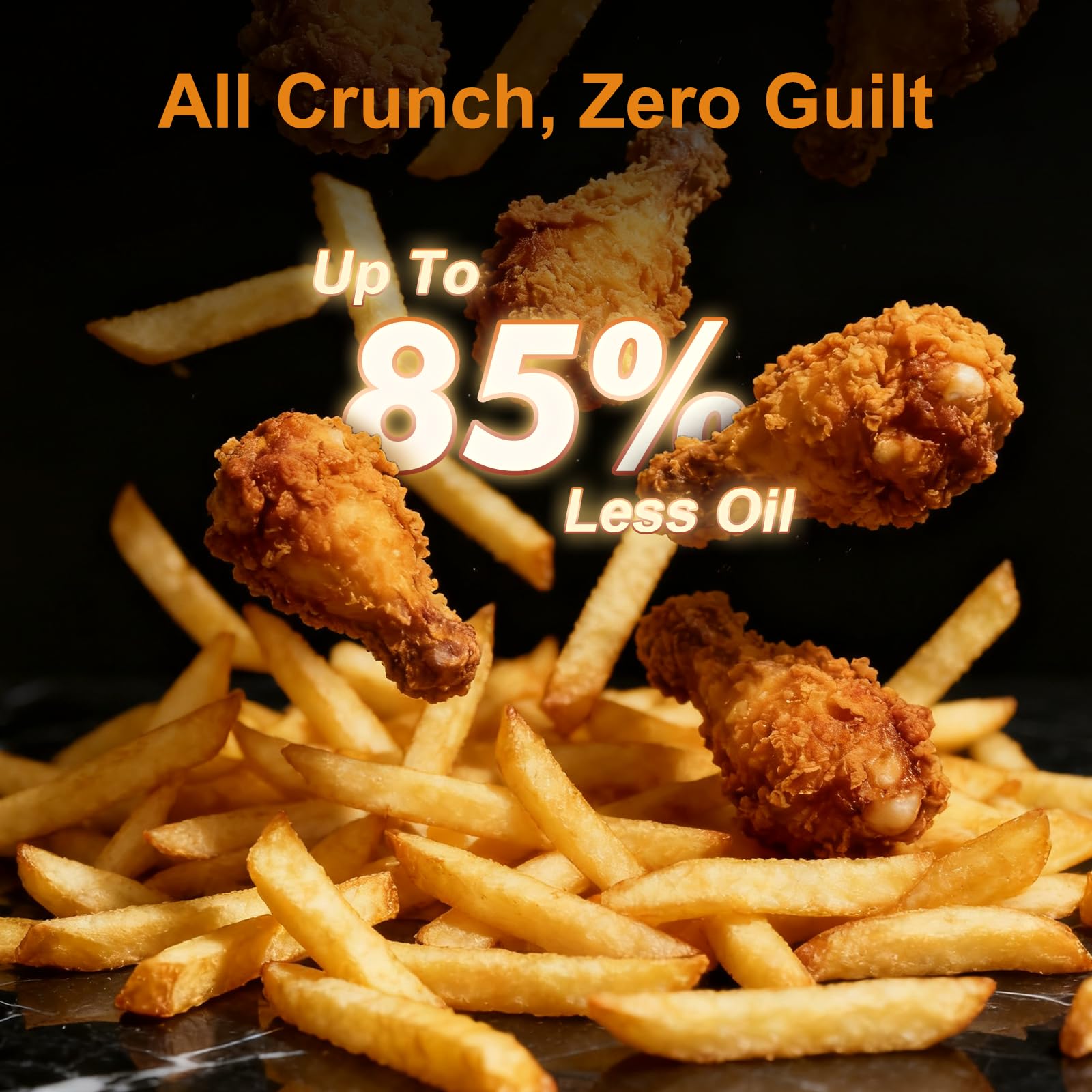 Freidora de aire Fullwill con ventana de visualización 6QT, multifunción 5 en 1 (freír, asar, hornear, recalentar, deshidratar) más 7 ajustes preestablecidos de un solo toque para alitas, papas fritas, bistec y más, 85% menos de aceite para cocinar en familia