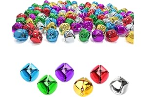 MOODKEY 60PCS Jingle Bells 1 Inch/25mm Colorful Metal Craft Bells Bulk DIY Bells for Christmas Festival Holiday Home Party Wedding Decoration Gifts DIY Project (6colors,10pcs/Color)