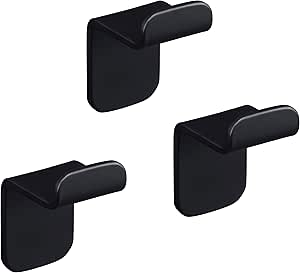 WEISSENSTEIN Gancho adhesivo para pared | Perchero y toallero para baño | Set 3 Colgadores de acero inoxidable negro