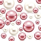 Cusmation 200Pcs Cream&Rose Gold Vase Filler Pearl Beads for Centerpieces Vases, No Hole Faux Polish Pearls for Floating Candle Home Birthday Wedding Party Table Decor(8/14/20mm)