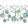 Amscan Baby Shark Spiral Decoration with Cutouts - 5" | Assorted Design | Pack of 12