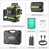 Huepar 3D Laser Level Green 360° Self-Leveling 12 Lines Rechargeable Li-ion view 9