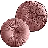 Teieas 2 Pcs Round Throw Pillows Pleated Velvet Pumpkin Round Pillows Floor Cushion for Living Room Couch Chair Bed Sofa 15.7"x15.7"/13.8" x 13.8" (Blush)