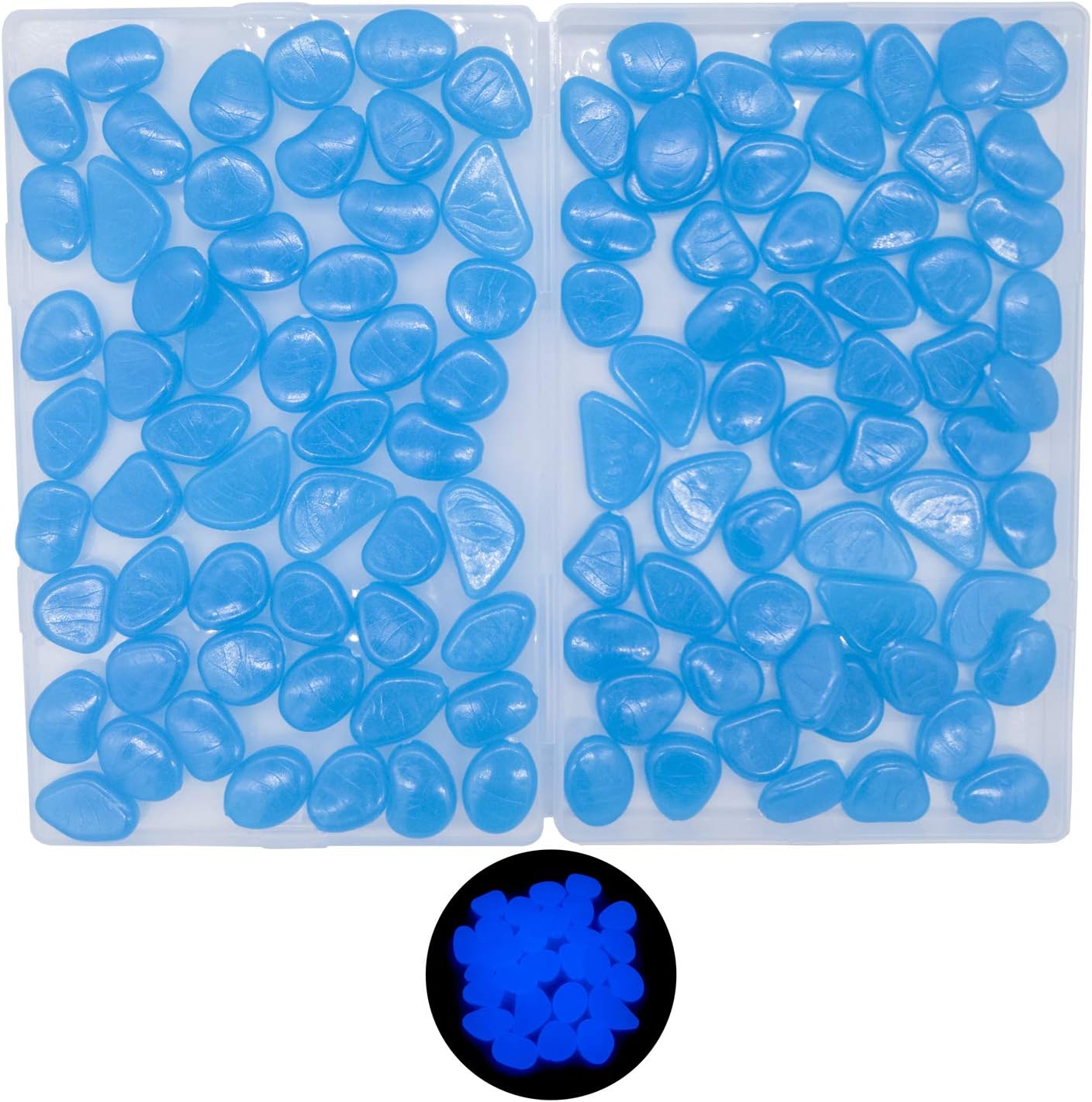 Foneeus Aquarium Decorations Fish Tank Rocks, 100 Pcs Blue Glow in The ...