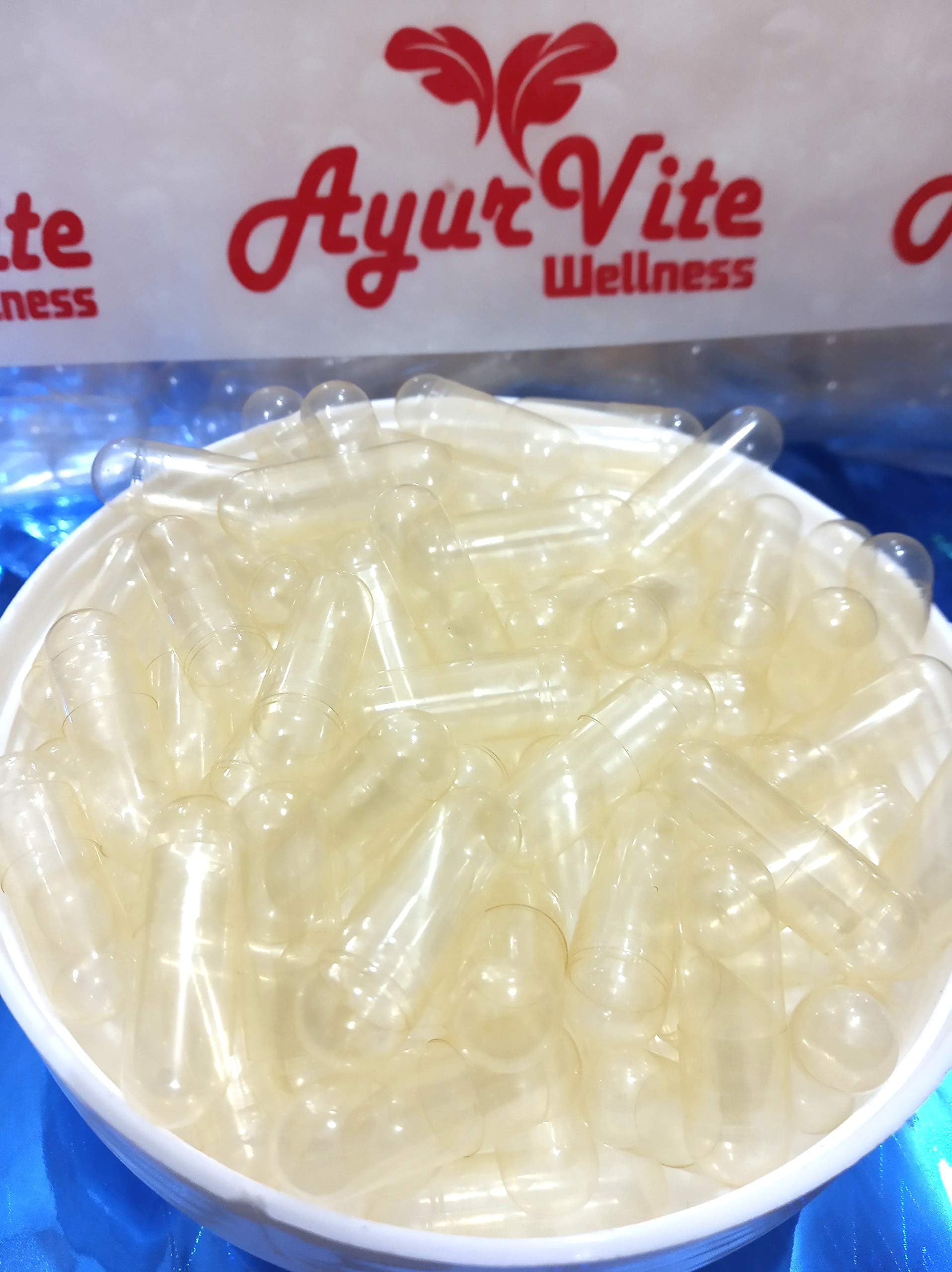 AYURVITE WELLNESS EMPTY HARD GELATIN CAPSULE TRANSPARENT SIZE 00 (500 Pcs)