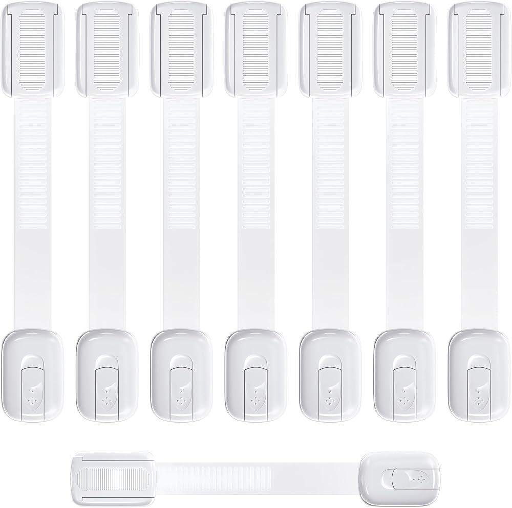ECHOCUBE 8 Pack Adjustable Child Safety Cabinet Locks White 3M Adhesive