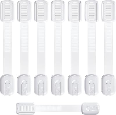 ECHOCUBE 8 Pack Adjustable Child Safety Cabinet Locks White 3M Adhesive