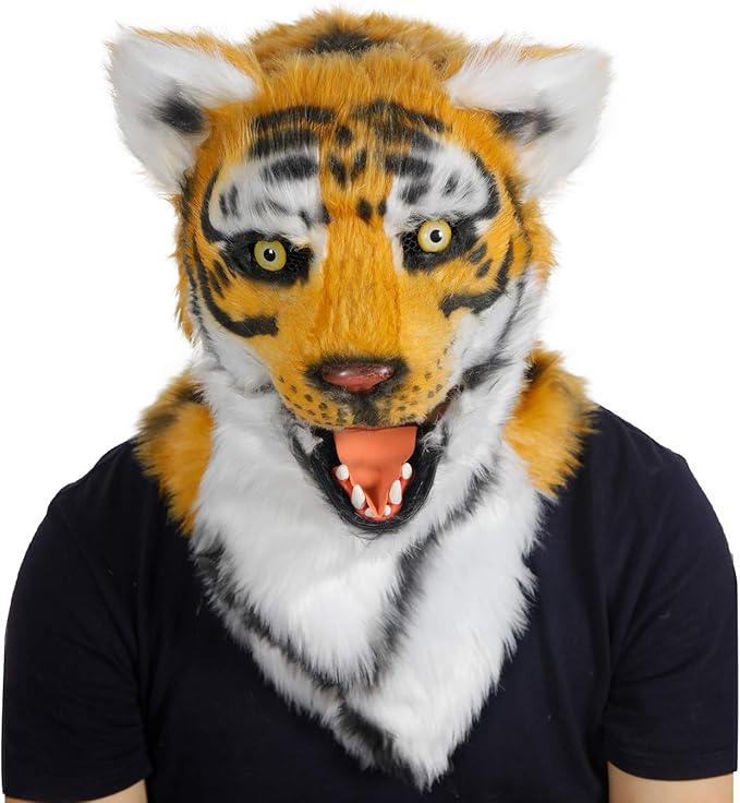 ifkoo Realistic Mouth Mover Tiger Mask for Halloween Party