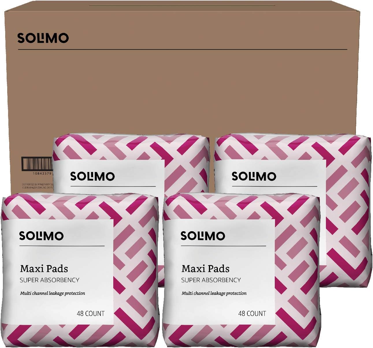  Brand - Solimo Thick Maxi Pads for Periods, Super Absorbency, Unscented, 192 Count, 4 Pack: Health & Personal Care