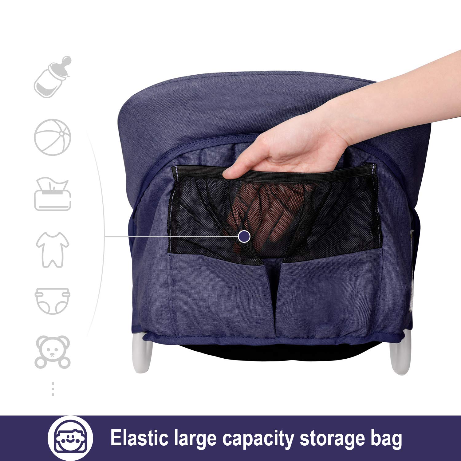 VEEYOO Hook On High Chair - Compact Fold Clip On High Chair for Baby Toddler, Portable Baby High Chairs for Travel or Restaurants (Navy) : Baby