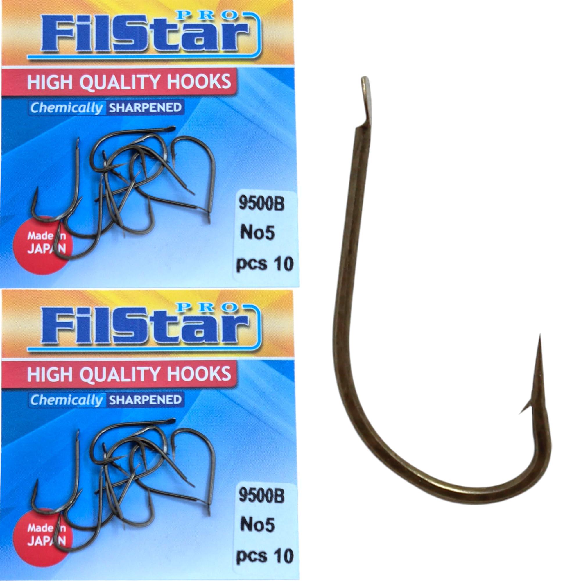 PRO FILSTAR 20 Piece Fishing Hook Set N5 - Carp Fishing Hooks - Carp Fishing Accessories - Barbed Carp Hooks - Carp Fishing Reversed Hooks - Carp Rigs - Fishing Accessories - Method Feeder -