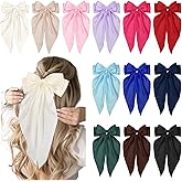 12PCS Hair Bows for Women Big Silky Satin Bow Clips with Long Tails Oversized, Cute Halloween Christmas Hair Accessories for Women, Aesthetic Large Ribbons Bow