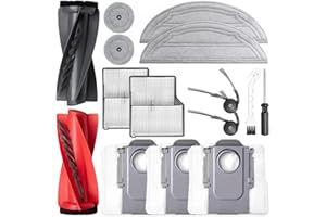 Replacement Kit Accessories Compatible with Roborock Saros 10 Robot Vacuum Cleaner Parts 1 Dual Main Brush 2 HEPA Filter 2 Si
