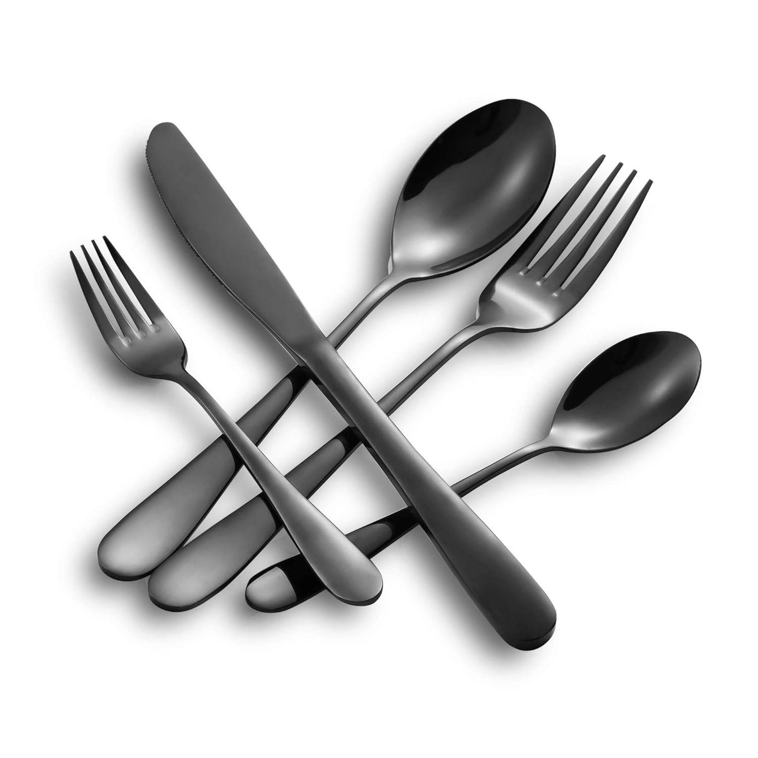 Hoften 20 Piece Black Silverware Set, Stainless Steel Flatware Set Include Fork Spoon Knife Utensils for Daily Use and Party, Cutlery Set Service for 4, Safe in Dishwasher(HD822-BL)