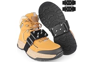 SYOURSELF Ice Cleats Crampons for Shoes and Boots, Rotatable Mid-Sole Traction Cleats Shoe Spikes for Snow and Ice, Non Slip Tungsten Spikes Ice Shoes Grippers for Men Women Winter Indoor/Outdoor