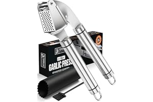 ORBLUE Garlic Press Stainless Steel - Premium Professional Grade Garlic Mincer, Crusher & Peeler Set - Easy Clean, Dishwasher Safe & Rust-proof