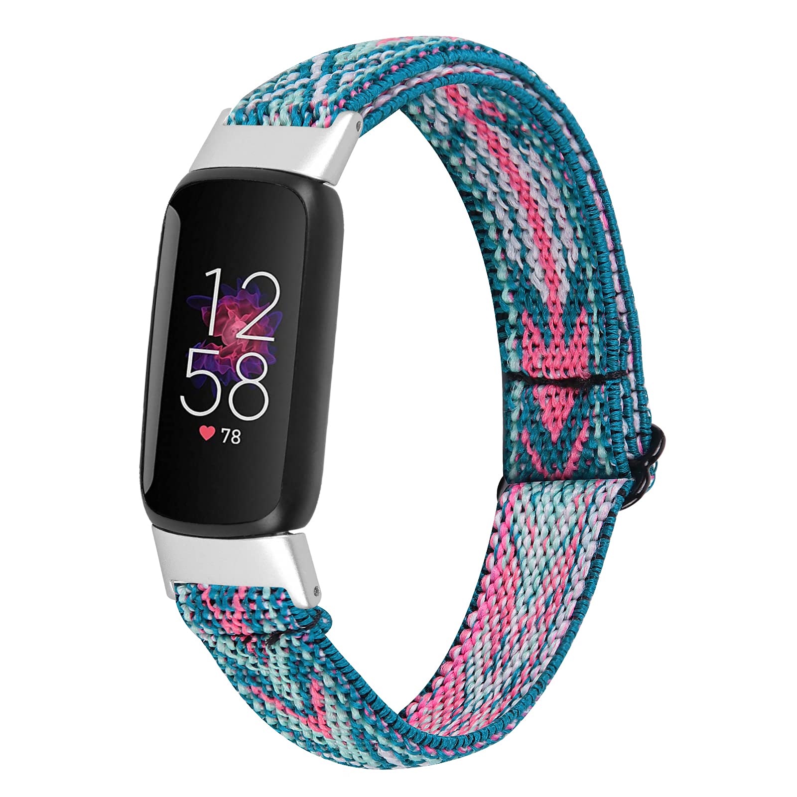 Ginamart Sport Straps Compatible with Fitbit Luxe Strap, Women Men Soft Woven Nylon Breathable Fabric Wristband Replacement Watch Strap Arm Bands for Luxe Activity Tracker (Green/Red)